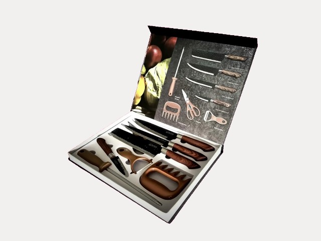 Kit de Churrasco Madeirado Conjunto Gourmet de 08 Peças
